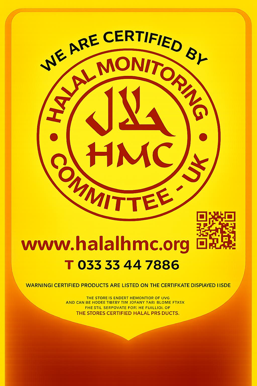HMC UK Halal Monitoring Committee Certificate